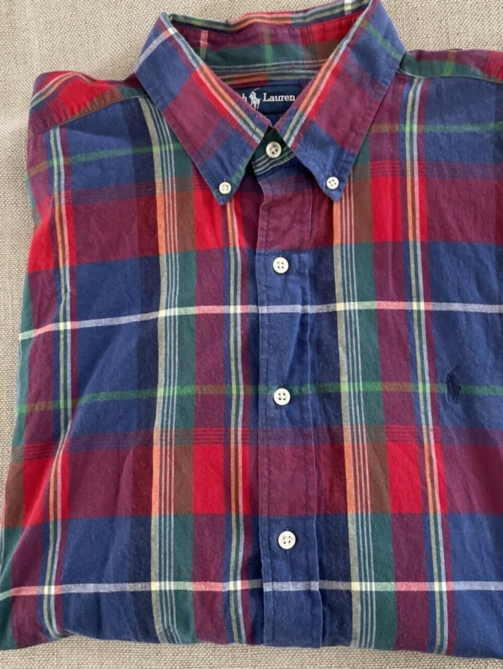 Ralph Lauren Blake Plaid Button Down Shirt Short Sleeve XXL